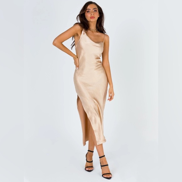 Princess Polly Zamora Midi Dress in Champagne - Picture 3 of 5
